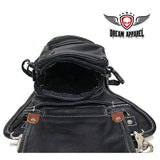 Naked Cowhide Leather Thigh Bag W/ Gun Pocket - Black And Touch Of Brown