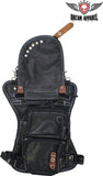 Naked Cowhide Leather Thigh Bag W/ Gun Pocket - Black And Touch Of Brown