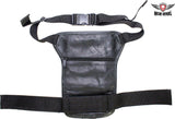 Premier Black Leather Multi Pocket Thigh Bags With Gun Pocket