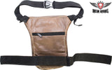 Premier Brown Leather Multi Pocket Thigh Bags With Gun Pocket