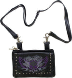 Studded Belt Bag Naked Cowhide Leather Purple Skull