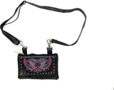 Studded Belt Bag Naked Cowhide Leather Hot Pink Skull Belt Bag