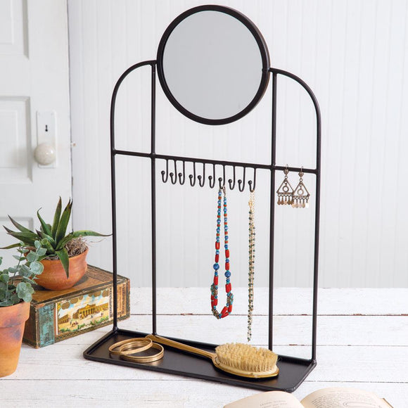 Tabletop Vanity Mirror And Jewelry Stand