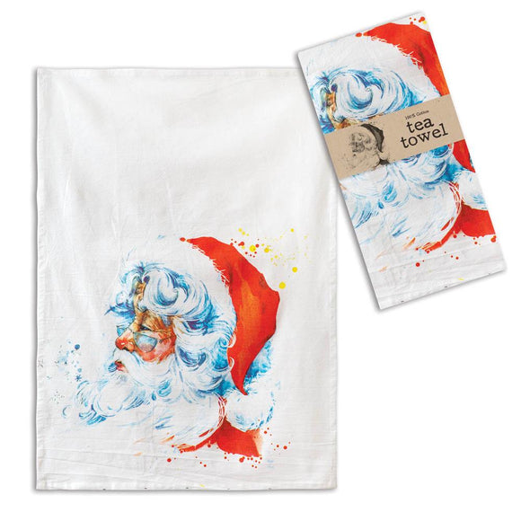 Watercolor Santa Claus Tea Towel - Box Of 4