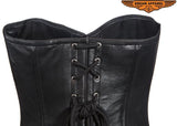 Womens Strapless Lamb Leather Corset With Metal Busks And Grommets