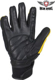 Yellow/Black Leather Motorcycle Gloves