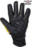 Yellow/Black Leather Motorcycle Gloves